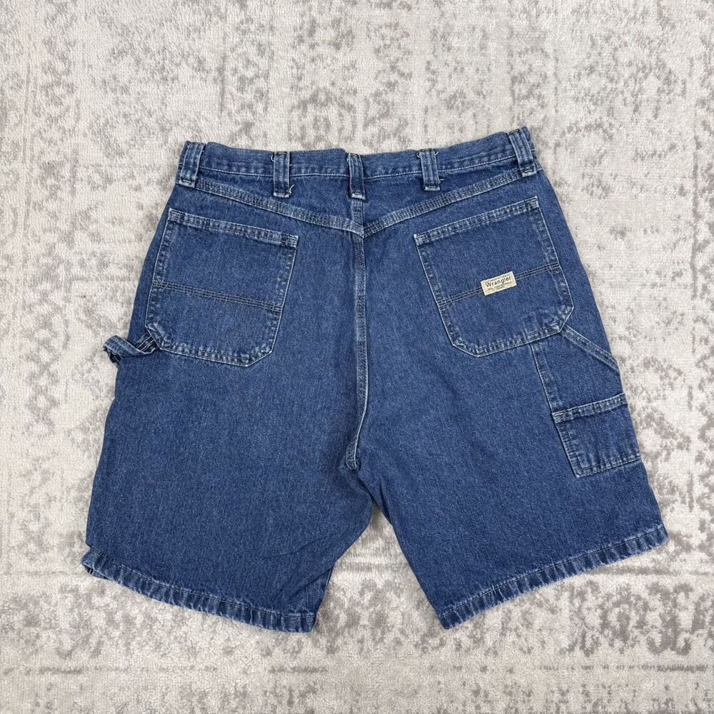 Wrangler Shorts Mens Blue Carpenter Medium Wash Jorts Y2K Denim Cargo Size 36